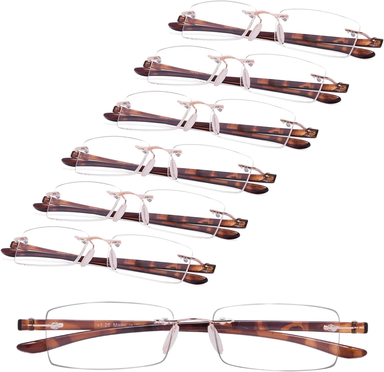 GUD Reading Glasses 7 Pairs Rimless Readers Women Men Reading Eyeglasses