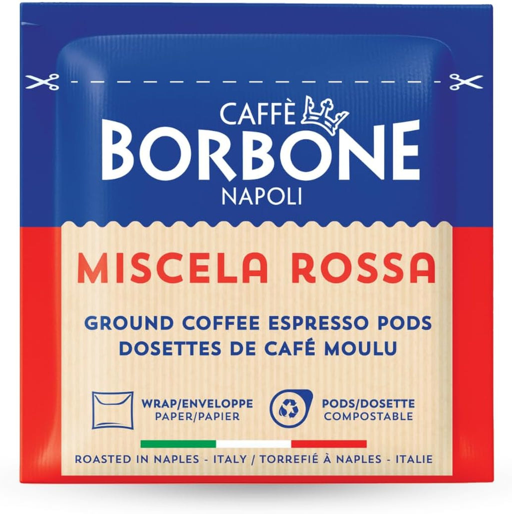 Caffè Borbone Espresso Paper Pods, Red Blend, Strong and Creamy, Medium Roast ESE Pods, Authentic Italian Espresso - 50 Count