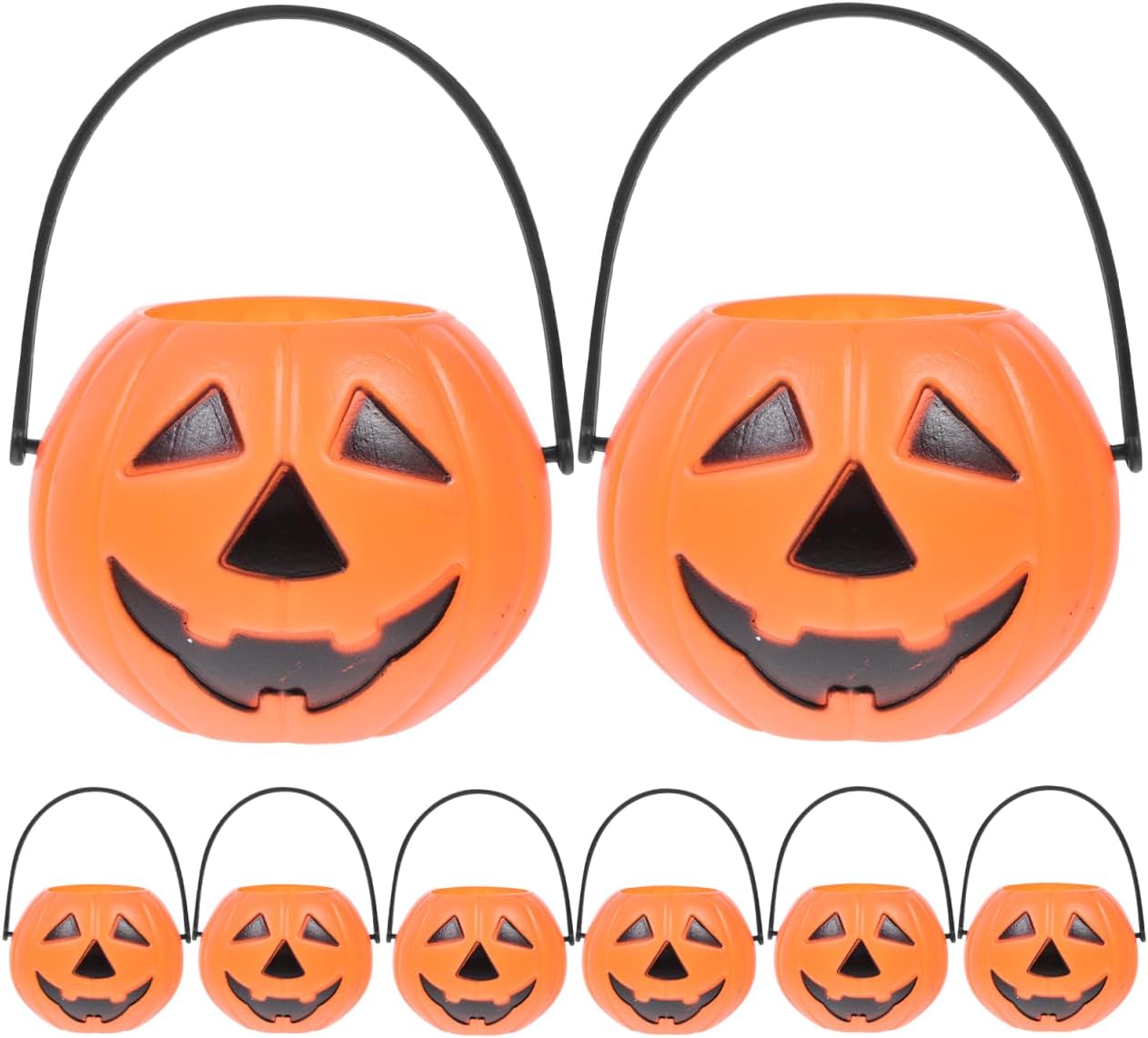 SAFIGLE Mini Pumpkin Candy Bucket 1.23 Inch Plastic Trick or Treat Pail Portable Candy Holder and Tabletop Decoration for Halloween Kids Party