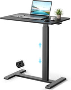 GallopFun Mobile Standing Desk with Wheels,Pneumatic Laptop Desk Height Adjustable,Rolling Teacher Overbed Bedside Table for Home,Office,Classroom,Black