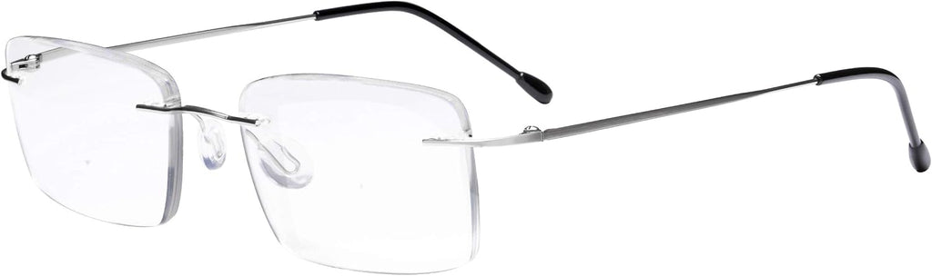 Eyekepper Frameless Reading Glasses for Men Reading - Rectangle Rimless Reader Eyeglasses Silver +1.50