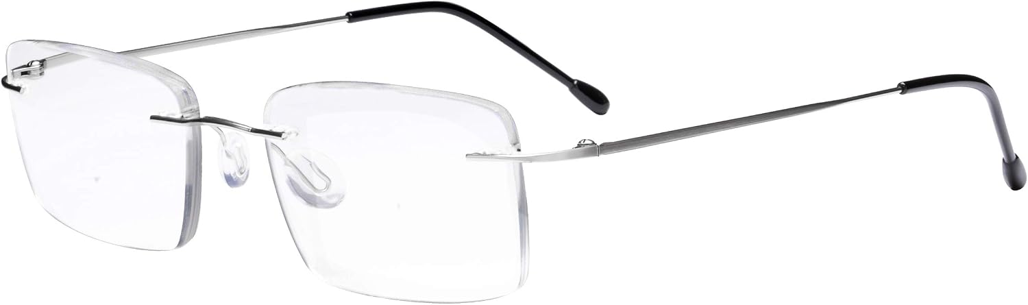 Eyekepper Frameless Reading Glasses for Men Reading - Rectangle Rimless Reader Eyeglasses Silver +1.50