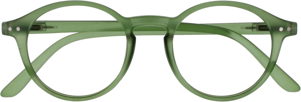 OPULIZE REY Reading Glasses for Women Men, Retro Round Frame with Spring Hinges, Matte Green +1.00 (Pack of 1)