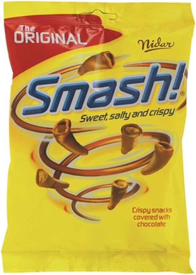 12 Bags x 100g of Nidar Smash - Original - Norwegian - Snacks - Milk Chocolate - Candies - Sweets