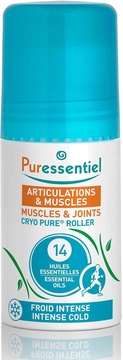 Puressentiel Muscles and Joints Cryo Pure Roller - Natural Menthol and Essential Oils Soothe Muscles - Long Lasting Cooling Sensation - 2.5 oz