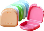 6 Pieces Retainer Case Mouth Guard Case Orthodontic Denture Storage Container Carabiner Hook Air Vent Holes Dental Teeth Retainer Box
