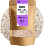 Organic White Chia Seeds (2 lb) – High Omega-3, Fiber & Plant Protein – Raw Superfood for Keto & Vegan Diets – Premium Non-GMO, Gluten-Free, Perfect for Smoothies, Chia Pudding & Vegan Egg Substitute
