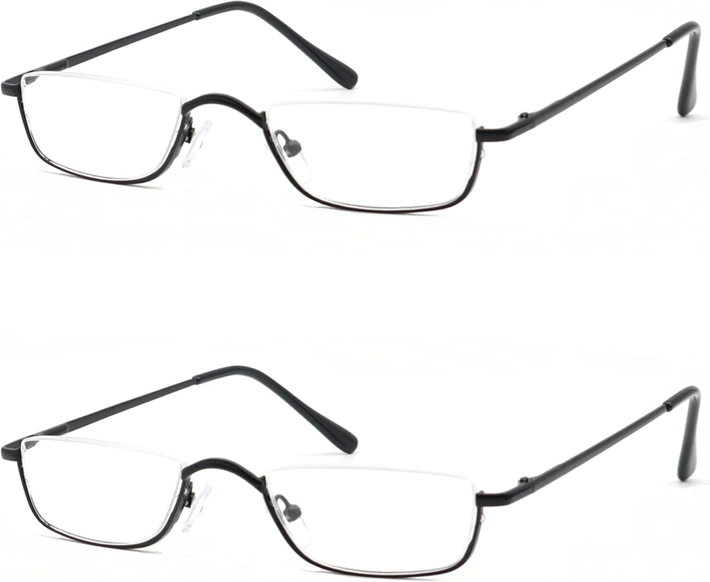 Half Reading Glasses, Half Lens Frame Metal Readers for Women Men