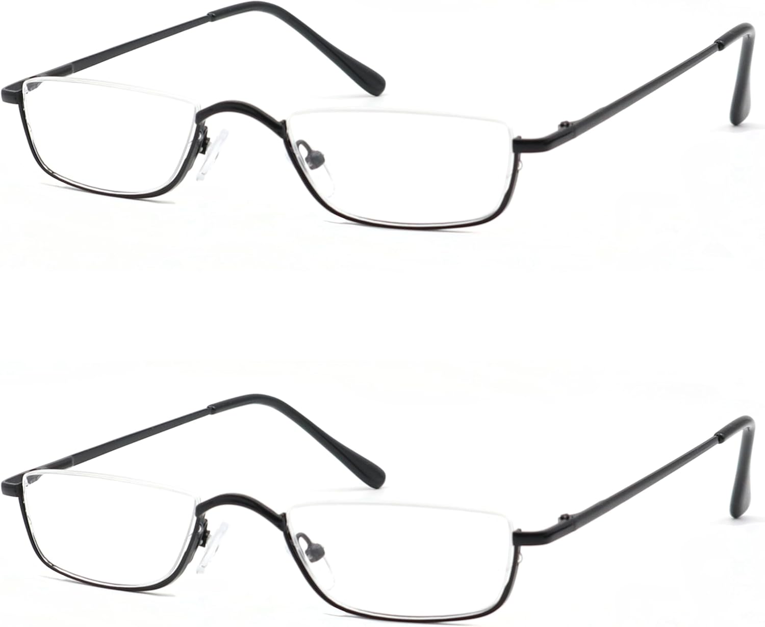 Half Reading Glasses, Half Lens Frame Metal Readers for Women Men