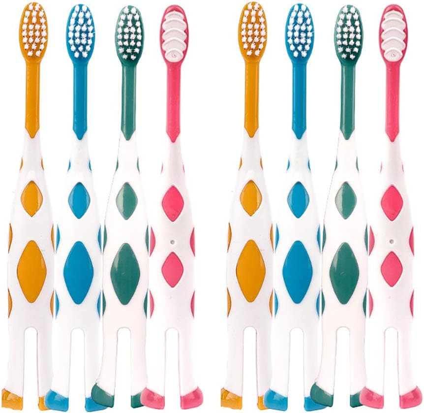 newrichbee 8 Packs Kids Toothbrush, Extra Soft Lovely Deer Toddler Toothbrush for Kids 2-8 Years (Pink&Orange&Blue&Green)