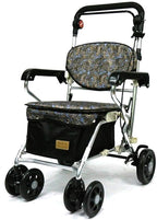 Walker for Seniors Rollator 4 Wheels Walking Rollator, Folding Mobility Walking Aid, Height Adjustable Seat Elderly Walker Aluminum Alloy Trolley