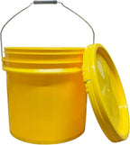 4-Gallon Yellow Bucket Pail Container with Lid | Metal Handles with Plastic Grip for Easy Carrying | Multi-Use | Easy Stack and Store | Heavy-Duty Extra Durable | Food Grade | BPA Free - 1 Pack