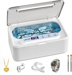 Phniti Ultrasonic Jewelry Cleaner, 47kHz Professional Ultrasonic Retainer Cleaner Machine for Dental Cleaning Three Cleaning Modes, Mouth Guard, Watch, Ring, Diamond, White