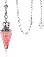 Jovivi Natural Rose Quartz Crystal Pendulums for Divination Dowsing 6 Facted Crown Hexagonal Pointed Resin Chip Stones Healing Reiki Chakra Gemstone Pendulum Pendant Wiccan Witchcraft