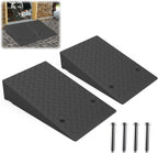 Rubber Threshold Ramp 7.09 Inch Rise, Wheelchair Rubber Door Ramp with Non-Slip Surface, Home Step Ramp with Channel for Wheelchairs/Cars/Scooters (2PCS, 2200LBs Loading)