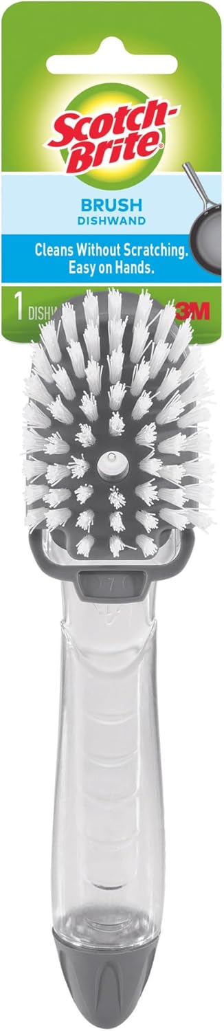 3M Scotch-Brite 750-4 Non-Scratch Dish Brush, Ergonomic Handle, Plastic