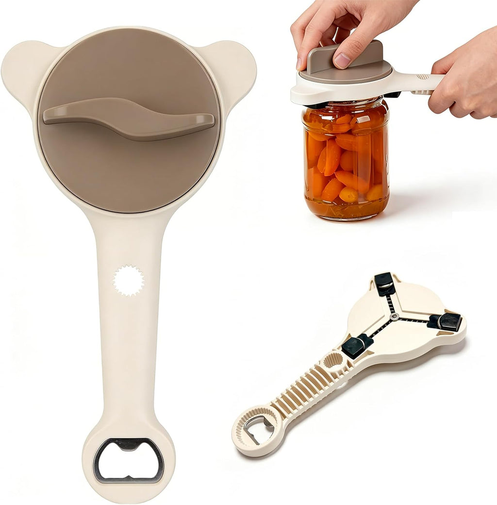 Stainless Steel Jar Opener for Seniors with Weak Hands, Manual Bottle and Can Lid Opener Gripper, Heavy Duty Kitchen Gadget for Mason Jars & Glass Bottles, Non-Slip Grip
