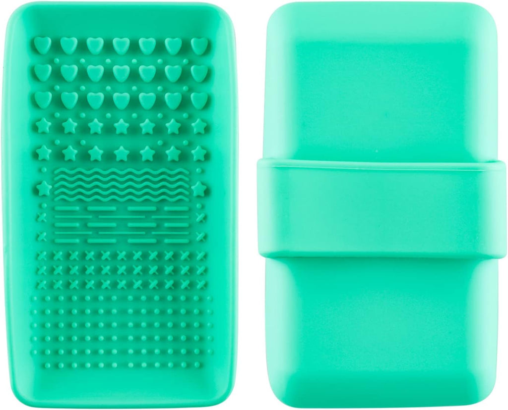 2PCS Brush Cleaning Palette,Handheld Silicone Brush Scrubber Brush Cleaning PadReusable Scrubber to Clean All of Your Ink Blending Brushes with Ease Portable Washing Tool (4 x 5 7/8inch Green)