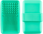 2PCS Brush Cleaning Palette,Handheld Silicone Brush Scrubber Brush Cleaning PadReusable Scrubber to Clean All of Your Ink Blending Brushes with Ease Portable Washing Tool (4 x 5 7/8inch Green)