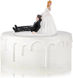 4.8" Bride Groom Cake Topper, Resin Wedding Cake Toppers, Funny Bride Dragging Groom Figurines, Handmade Wedding Party Decoration Ornament Toy Gift