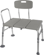 HEALTHLINE Heavy Duty Bariatric Tub Transfer Bench 400 lbs, Adjustable Tub Transfer Bench Medical Bath Shower Bench with Back and Non-Slip Seat, Gray