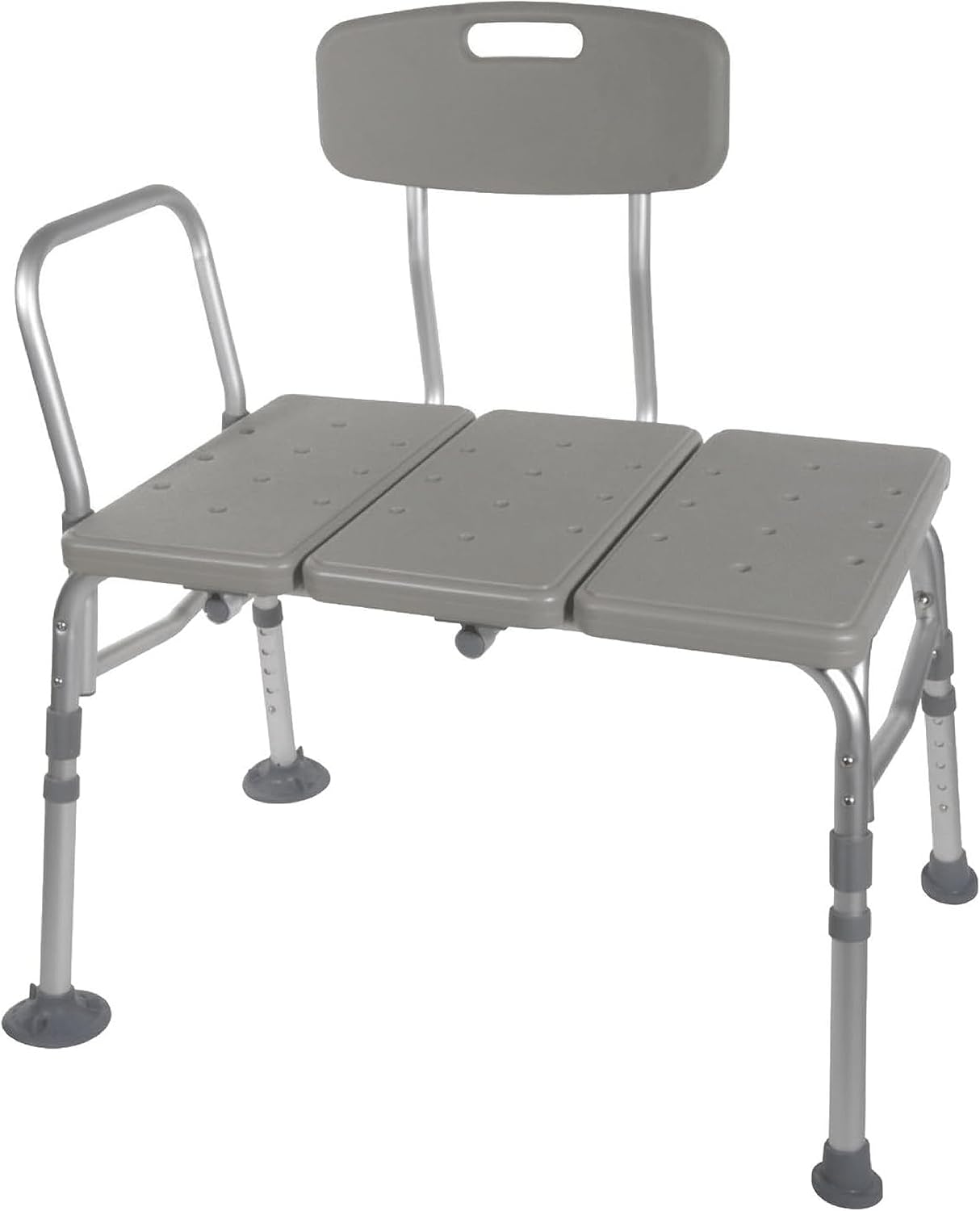 HEALTHLINE Heavy Duty Bariatric Tub Transfer Bench 400 lbs, Adjustable Tub Transfer Bench Medical Bath Shower Bench with Back and Non-Slip Seat, Gray