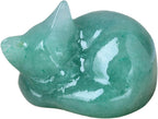 Natural Green Aventurine Cat Crystals Decor Sleeping Cat Statue Healing Crystal Polished Gemstones Bedroom Office Desk Home Decoration A Lucky Decoration for Cat Lovers