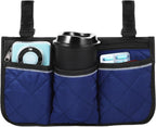 Wheel Chair Accessories Adults Wheelchair Bags to Hang on Back Wheelchair Armrest Pouch Walker Bag Side Organizer Pouch Sides Pocket Reflective Stripe Accessories Bags for Most Wheelchairs (Blue)