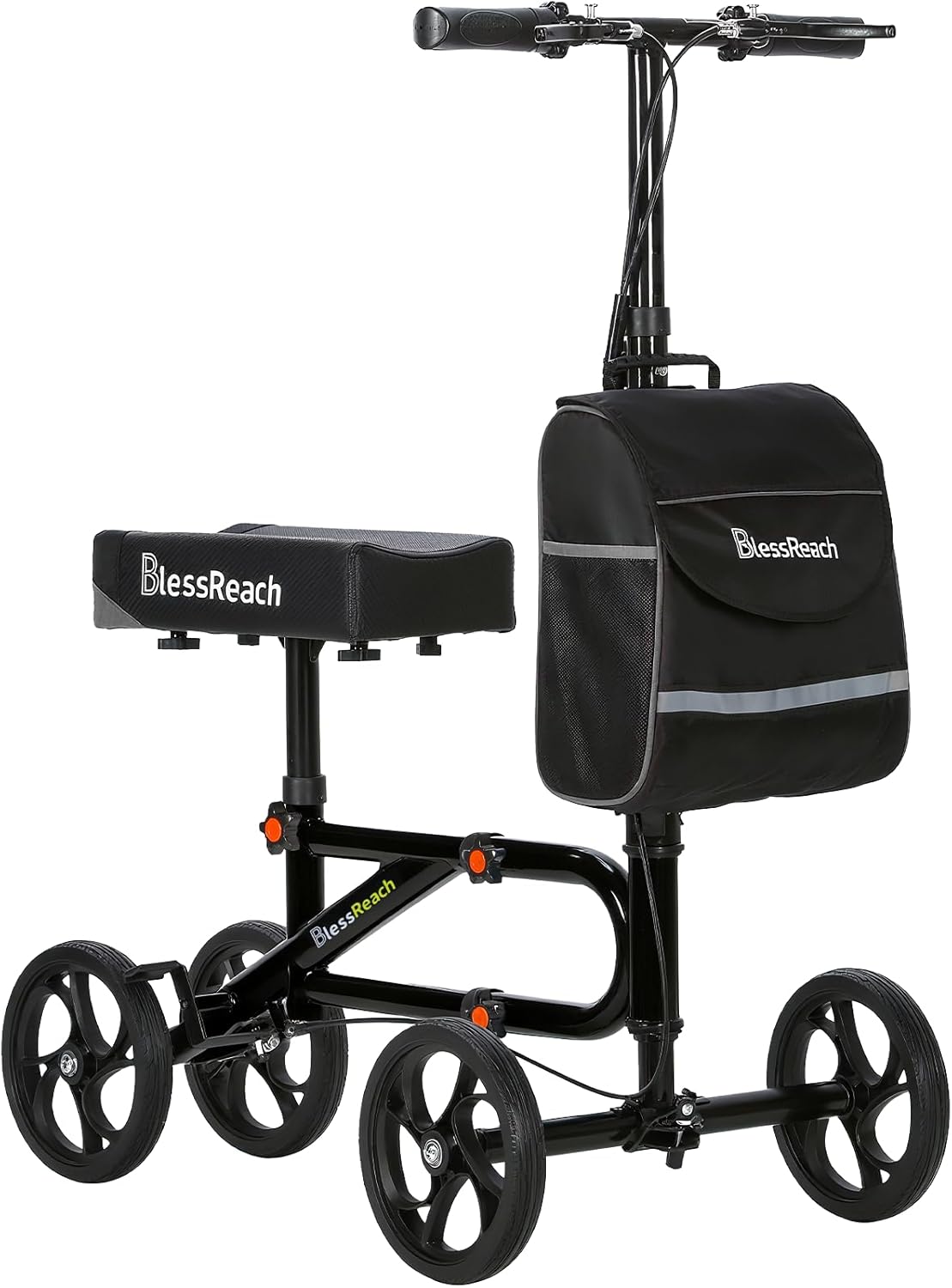 Economy Knee Scooter Steerable Knee Walker for Foot Injuries Compact Crutch Alternative with Dual Braking System (Black)