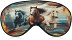 A Pattern with Horses As A Background Sleep Mask Eye Mask for Sleeping Breathable Blackout Sleeping Masks with Adjustable Strap Soft Eye Cover Comfortable Blindfold Eyeshade for Night Sleeping Travel