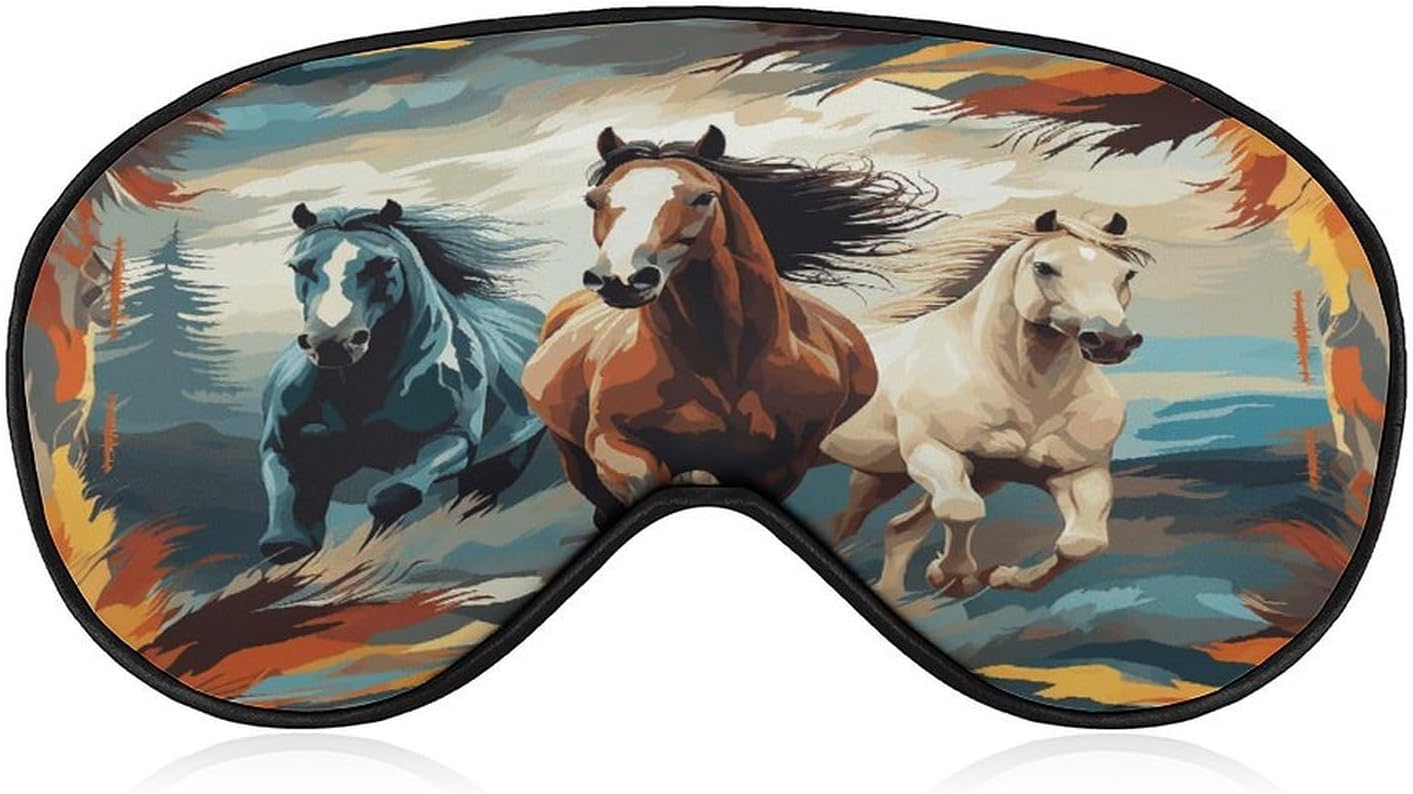 A Pattern with Horses As A Background Sleep Mask Eye Mask for Sleeping Breathable Blackout Sleeping Masks with Adjustable Strap Soft Eye Cover Comfortable Blindfold Eyeshade for Night Sleeping Travel