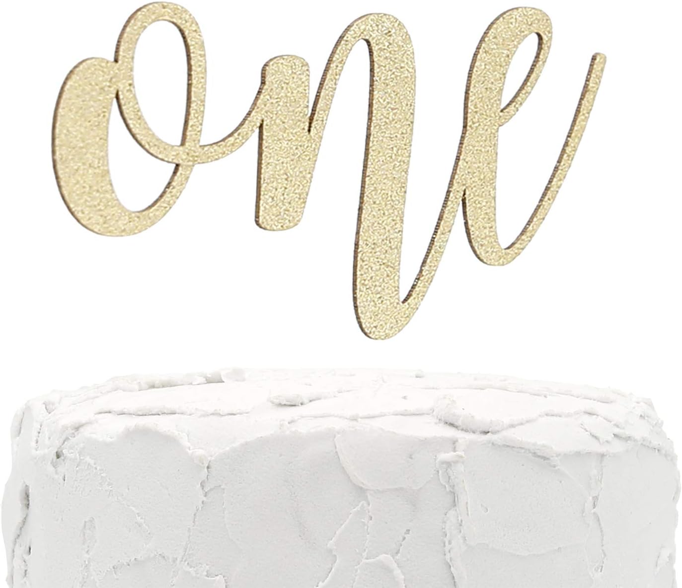 1st Birthday Cake Topper - one - Double Sided Gold Glitter - Premium Quality Made in USA