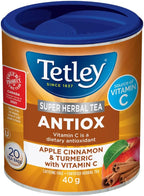 Tetley Super Herbal Antiox Tea: Apple, Cinnamon & Turmeric with Vitamin C - 20 Tea Bags, 40 Grams, Naturally Caffeine Free