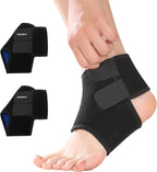 Kids/Youth Ankle Brace, Adjustable Breathable Ankle Support Plantar Fasciitis Compression Sleeve Foot Brace Heel Protector Wrap for Protection Tendonitis & Sprain Ankle Pain Relief（Black,S