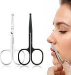 2 Pieces Nose Hair Scissors Rounded Tip Scissors Facial Hair Trimming Stainless Steel Blunt Tip Trimmer for Eyebrows,Nose,Moustache,Beard, Grooming (Silver and Black)