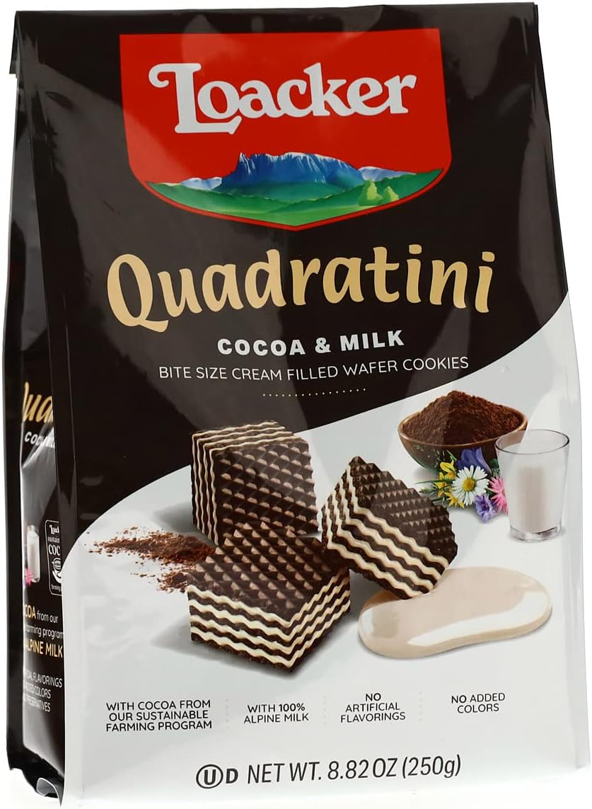 Loacker Quadratini Cocoa & Milk, 8.82 oz