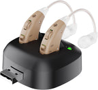 Digital Hearing Amplifier - (Pair of 2) Noise Cancelling with One Touch Volume Control, No Programming Required, Near-Invisible Behind The Ear, Upgraded 2019 Design & Rechargeable USB Dock by MEDca