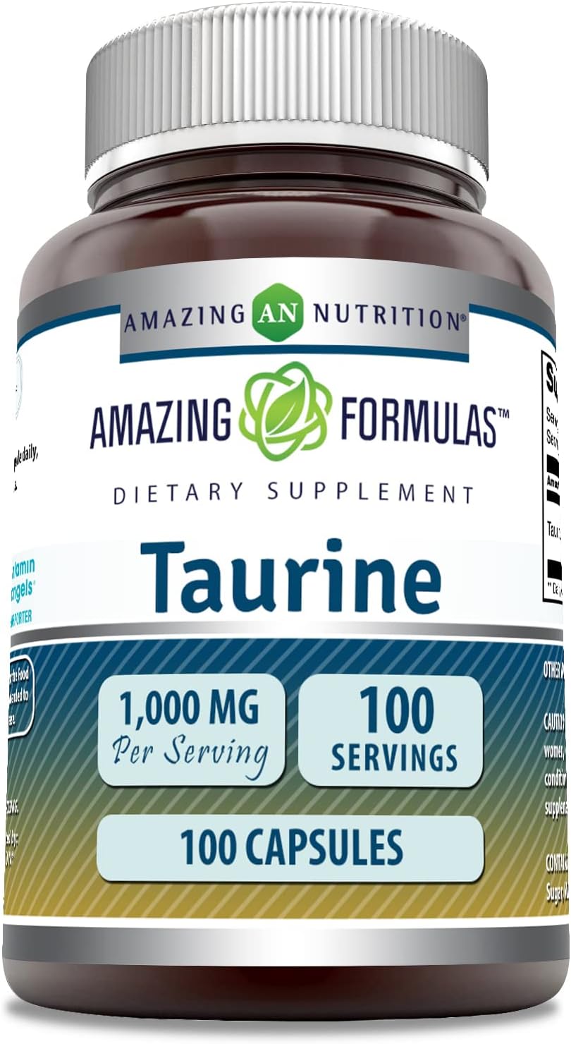 Amazing Formulas Taurine Amino Acid Supplement | 1000 Mg per Serving | 100 Capsules | Non-GMO | Gluten-Free | Made in USA