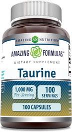 Amazing Formulas Taurine Amino Acid Supplement | 1000 Mg per Serving | 100 Capsules | Non-GMO | Gluten-Free | Made in USA