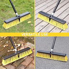 18 Inches Push Broom Outdoor- Heavy Duty Broom with 63" Long Handle for Deck Driveway Garage Yard Patio Concrete Floor Cleaning