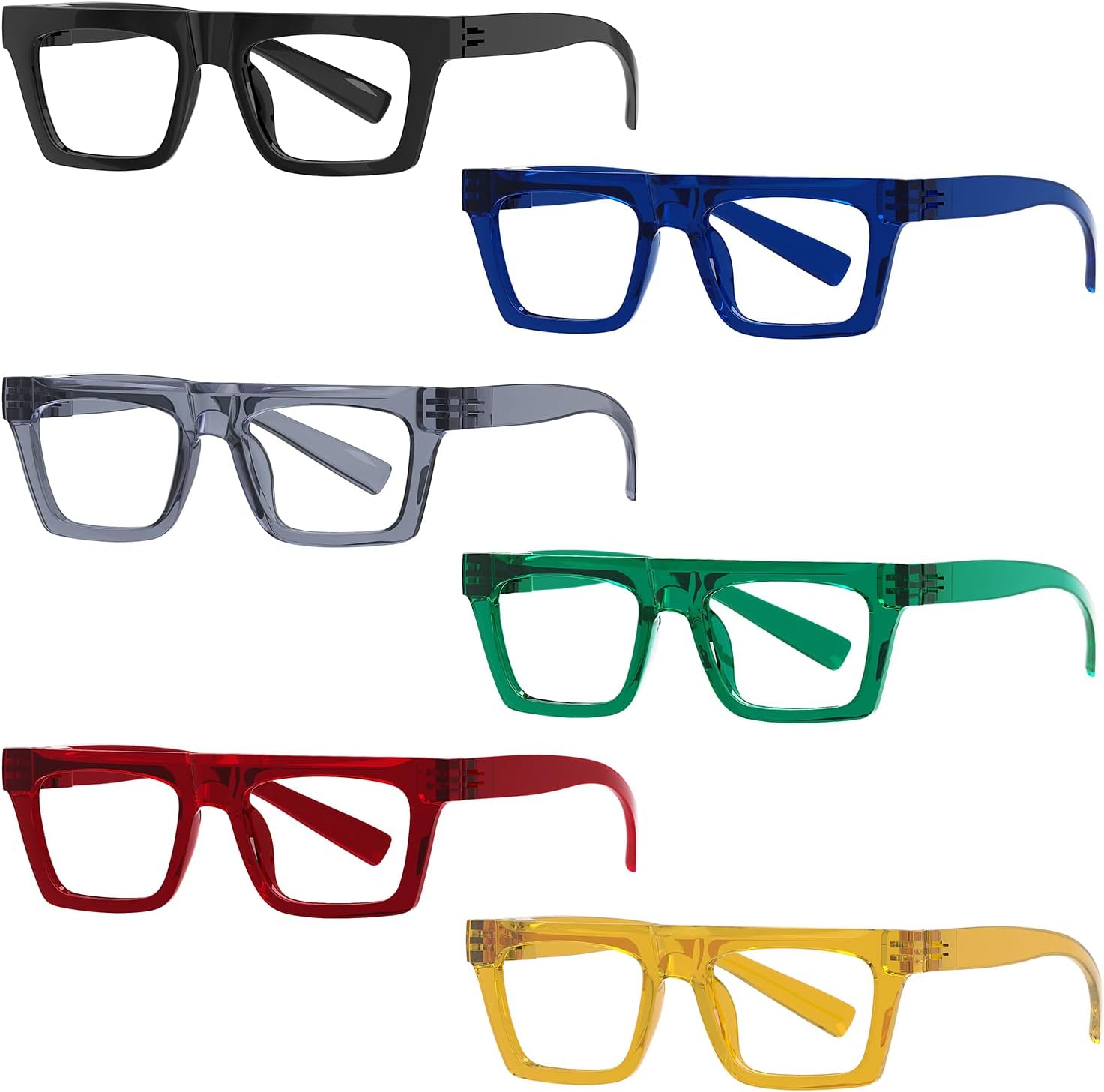 Eyekepper 6 Pack Metalless Screwless Spring Hinges Reading Glasses for Men Design Readers