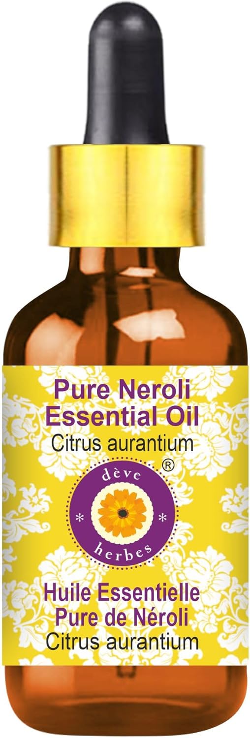 Deve Herbes Pure Neroli Essential Oil (Citrus aurantium) with Glass Dropper Steam Distilled 15ml (0.50 oz)