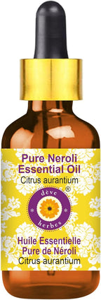 Deve Herbes Pure Neroli Essential Oil (Citrus aurantium) with Glass Dropper Steam Distilled 15ml (0.50 oz)