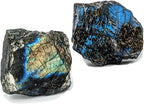 Labradorite Rough Rock, Raw Natural Stone, Chakra Crystals, Quality Gemstones for Reiki Healing, Wellness, Meditation, Handmade in Our Lapidary Workshop (2 pcs)