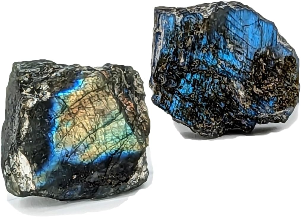 Labradorite Rough Rock, Raw Natural Stone, Chakra Crystals, Quality Gemstones for Reiki Healing, Wellness, Meditation, Handmade in Our Lapidary Workshop (2 pcs)
