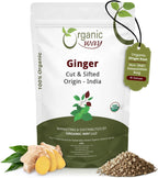 Organic Way Ginger Root Cut & Sifted (Zingiber officinale) - Herbal Tea | Kosher & USDA Certified | Vegan, Non-GMO & Gluten Free | Tested for Heavy Metal and Purity | 100% Raw from India (1LB -16Oz)