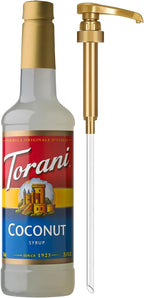 Torani Coconut Syrup for Drinks, Flavoring for Coffee and Cocktails, Pump Included, 25.4 Oz