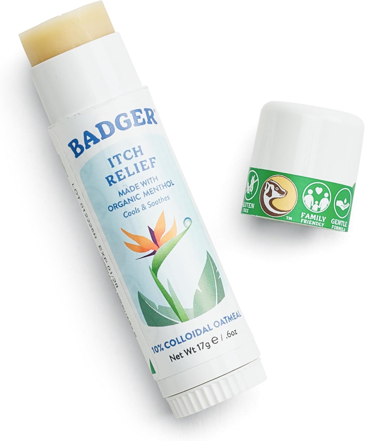 Badger Bug Bite Itch Relief Stick, Natural & Organic Anti Itch Cream for Bug Bites, Rashes & Poison Ivy, Fast Itchy Skin Relief After Bite, Works Great, Smells Great, Easy to Use, .6 oz