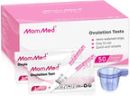 MomMed Ovulation Test Strips, 50 LH Ovulation Predictor Kit with 50 Collection Cups, Accurately Track Ovulation Test, High Sensitivity Result for Women Home Testing