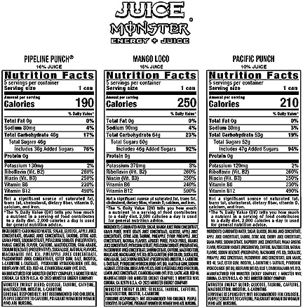 Monster Energy Juice Monster Variety Pack, PPMLPP, Energy Drink, 16 Ounce | Energy + Juice, Pack of 15